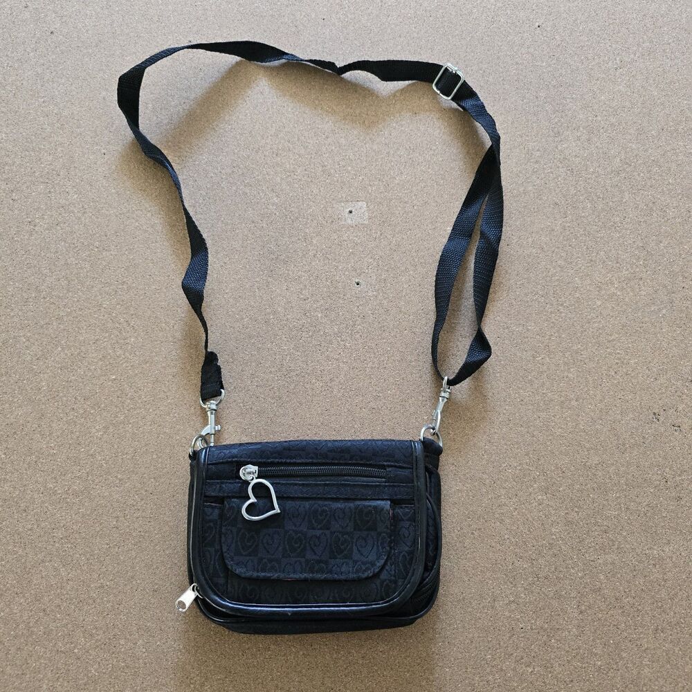 Mini Crossbody Bag, Black & Fuchsia (B1)